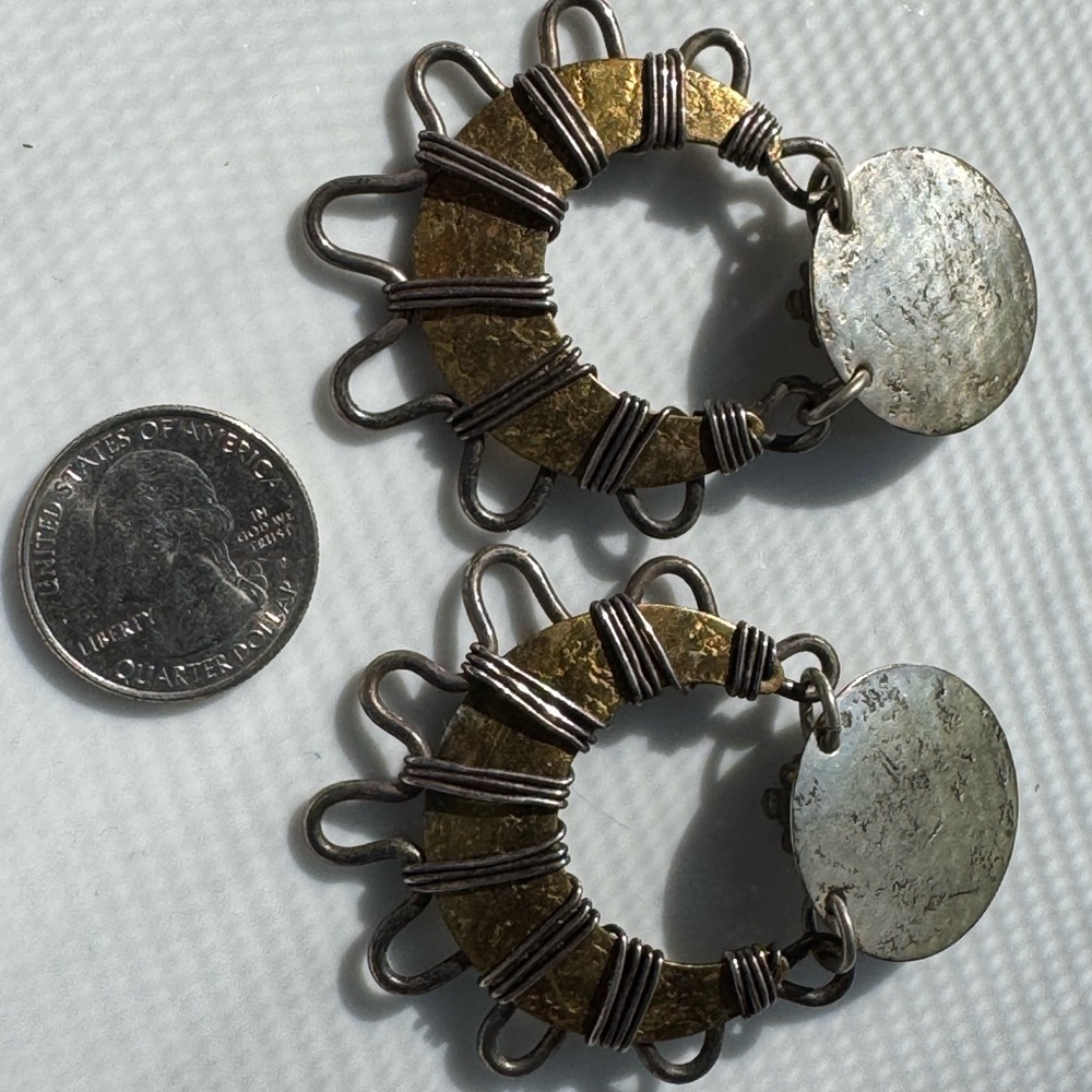 Gold tone and Silver tone Bohemian Fan Earrings